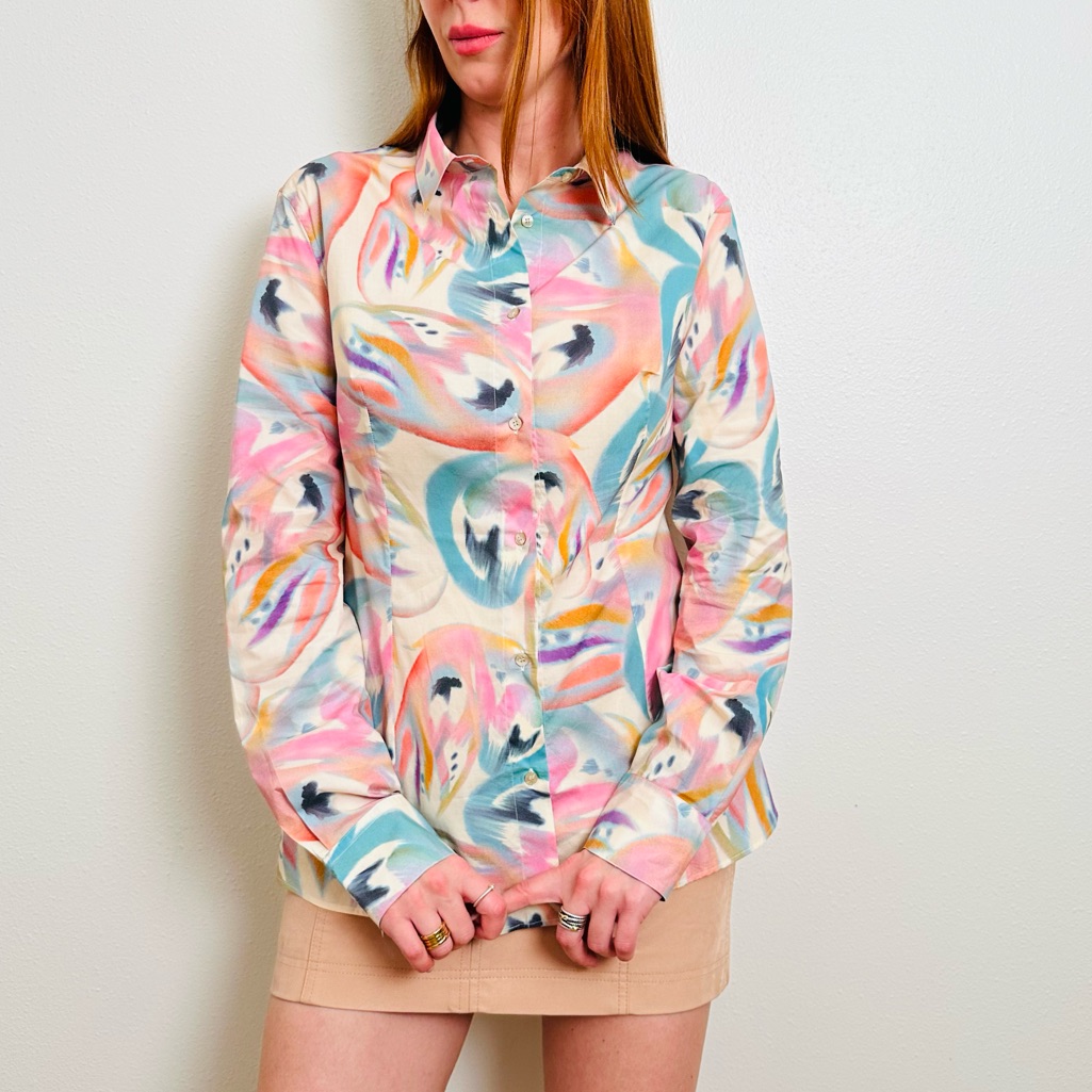 Etro Butterfly Wings Print Shirt Abstract Pastel Button-Up Shirt